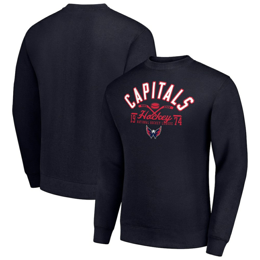 Washington Capitals Starter Stick And Puck Logo Fleece Pullover Sweatshirt Discount