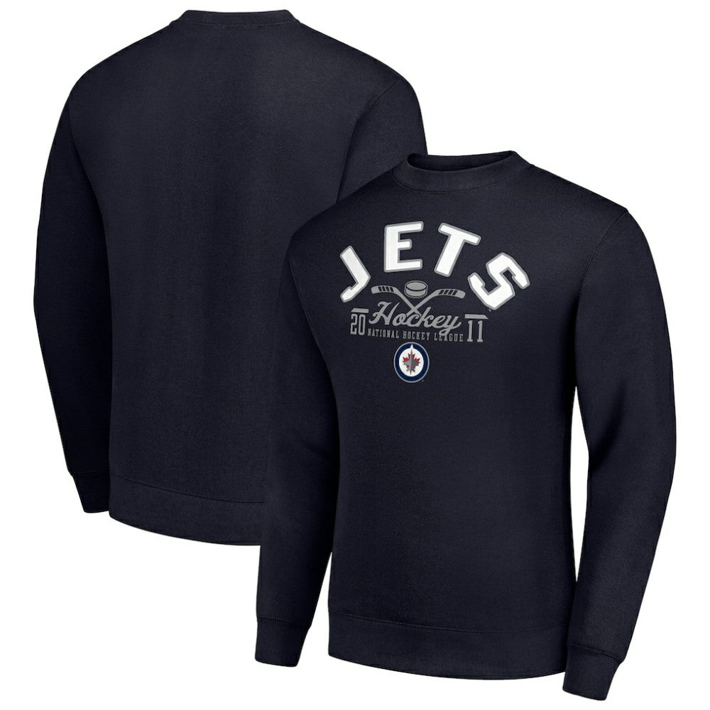 Winnipeg Jets Starter Stick And Puck Logo Fleece Pullover Sweatshirt Sale