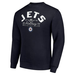Winnipeg Jets Starter Stick And Puck Logo Fleece Pullover Sweatshirt Sale