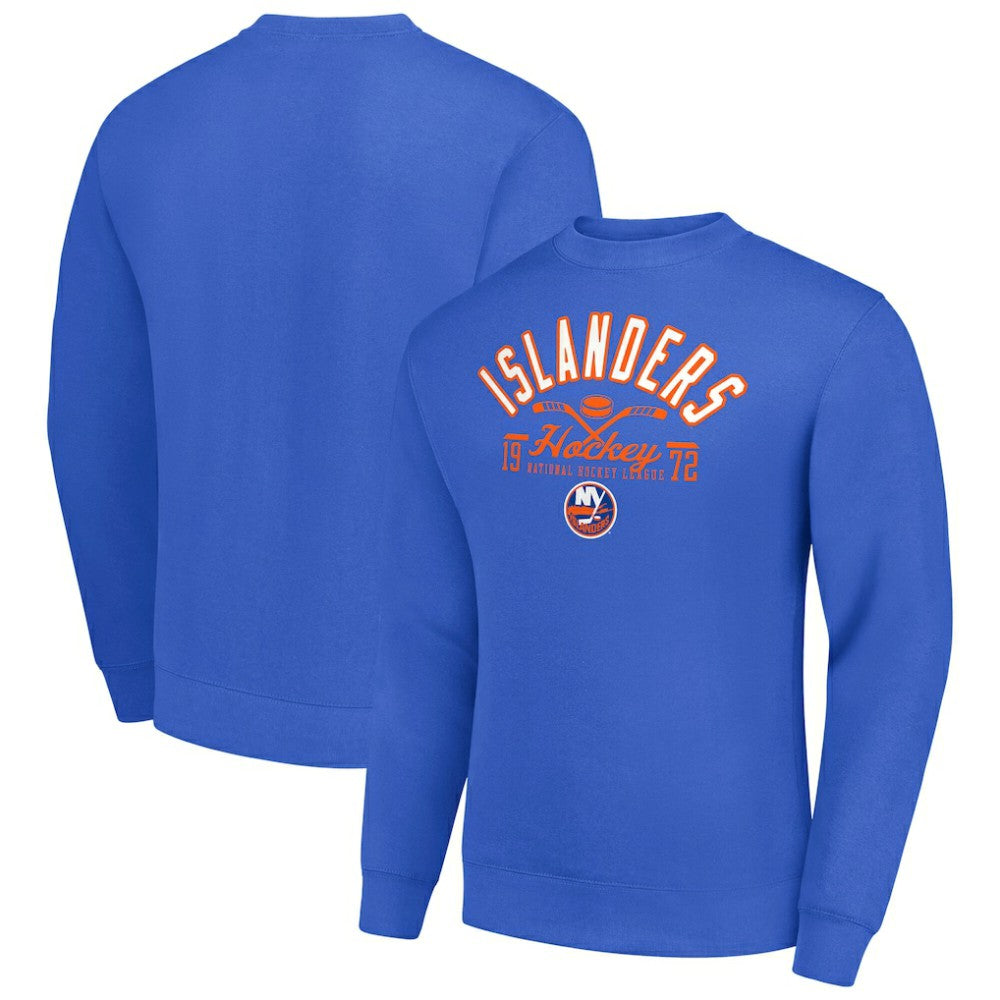 New York Islanders Starter Stick And Puck Logo Fleece Pullover Sweatshirt On Sale