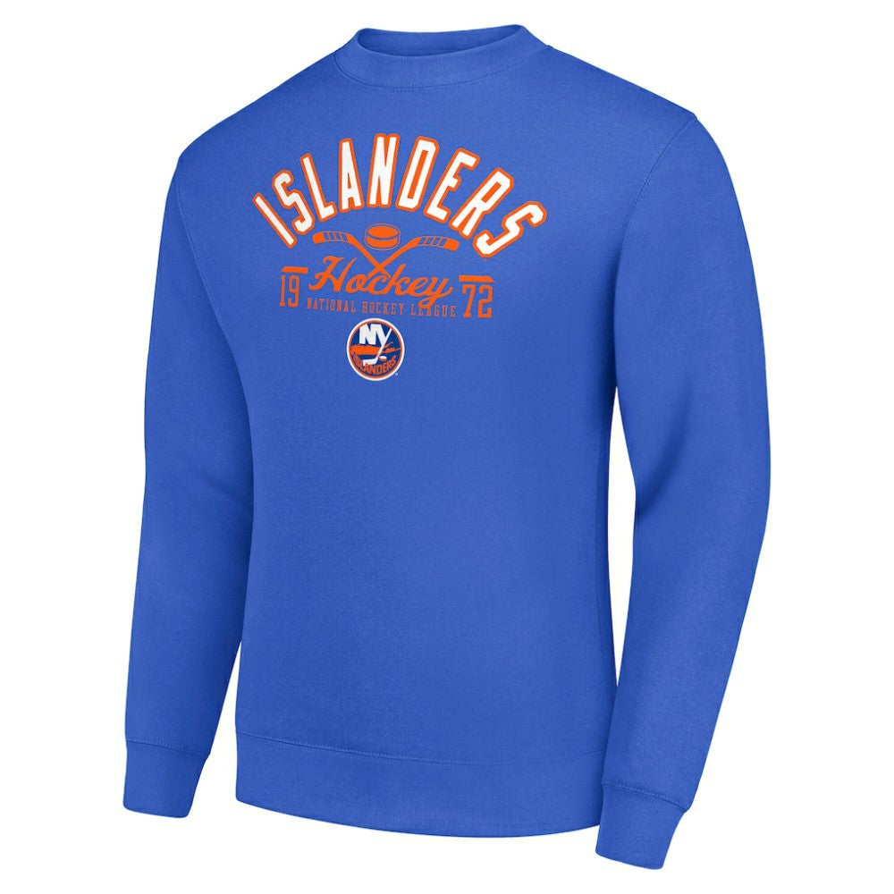 New York Islanders Starter Stick And Puck Logo Fleece Pullover Sweatshirt On Sale