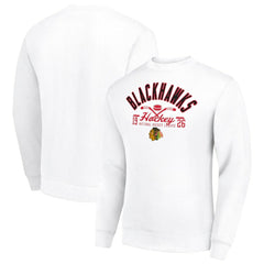 Chicago Blackhawks Starter Stick And Puck Logo Fleece Pullover Sweatshirt Outlet