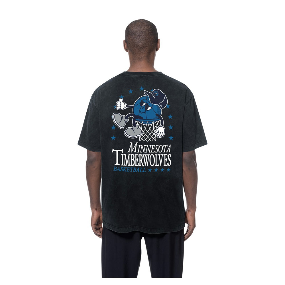 Minnesota Timberwolves Old School Sport Enzyme Wash Oversized T-Shirt New