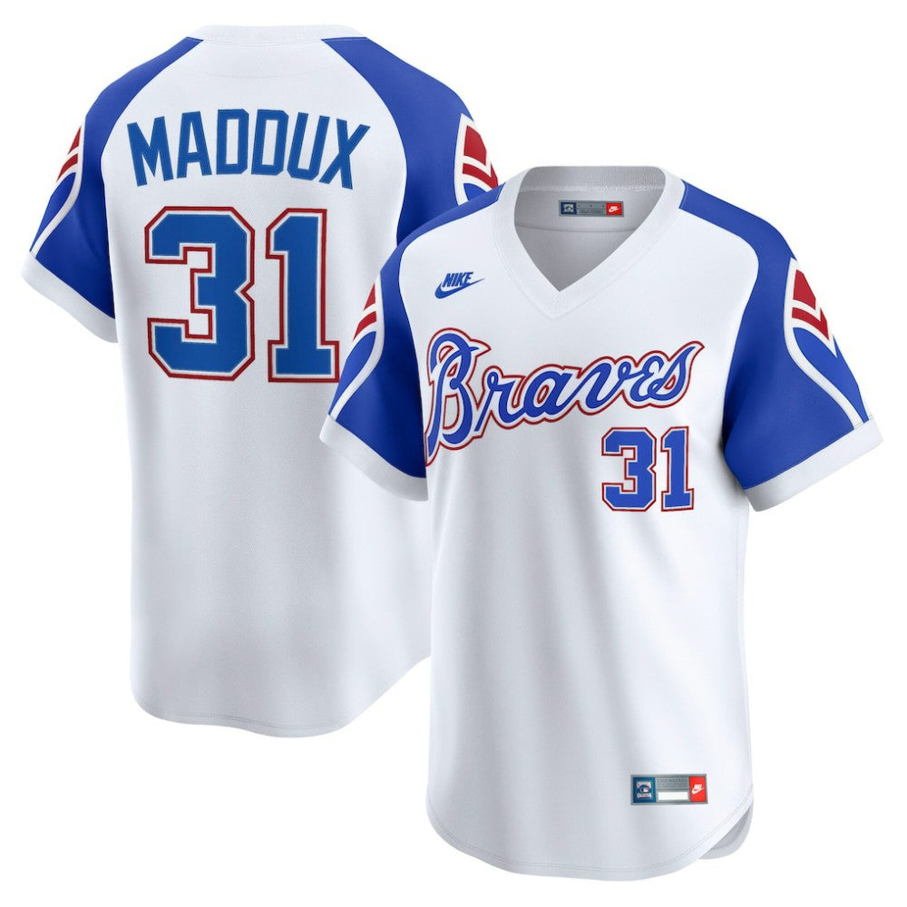 Greg Maddux Atlanta Braves Nike Throwback Cooperstown Collection Limited Jersey | MLB On Sale