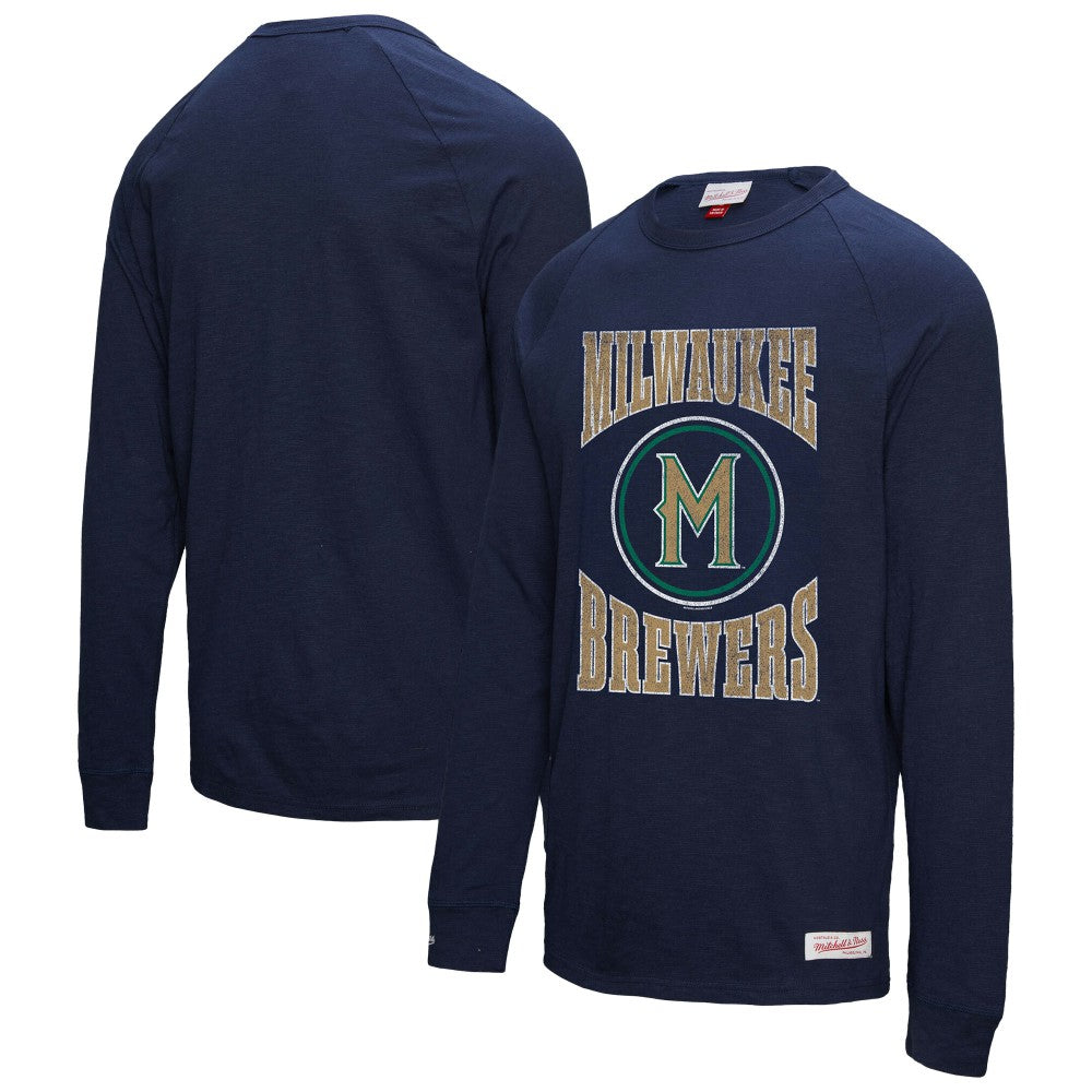 Milwaukee Brewers Mitchell & Ness Arched Logo Slub Long Sleeve T-Shirt | MLB Outlet