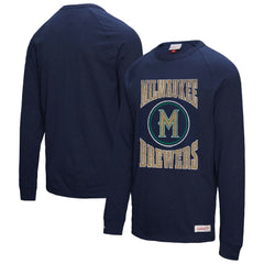 Milwaukee Brewers Mitchell & Ness Arched Logo Slub Long Sleeve T-Shirt | MLB Outlet