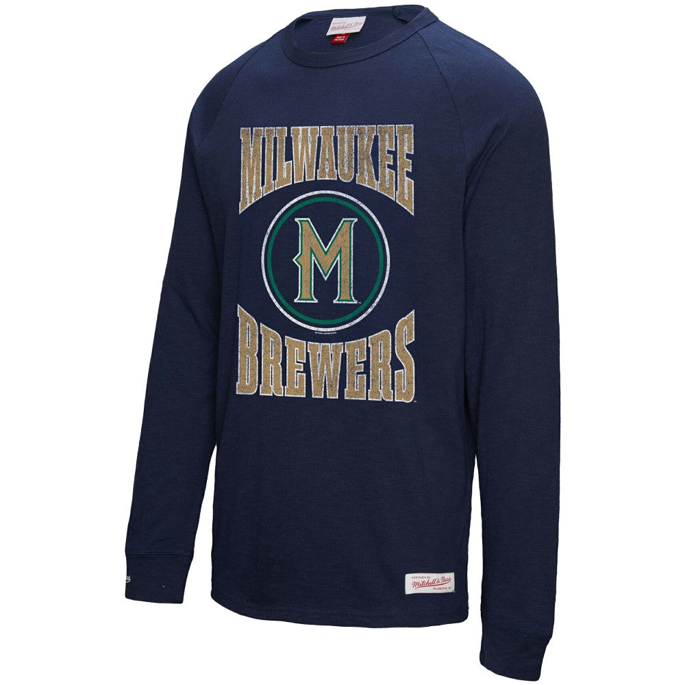 Milwaukee Brewers Mitchell & Ness Arched Logo Slub Long Sleeve T-Shirt | MLB Outlet