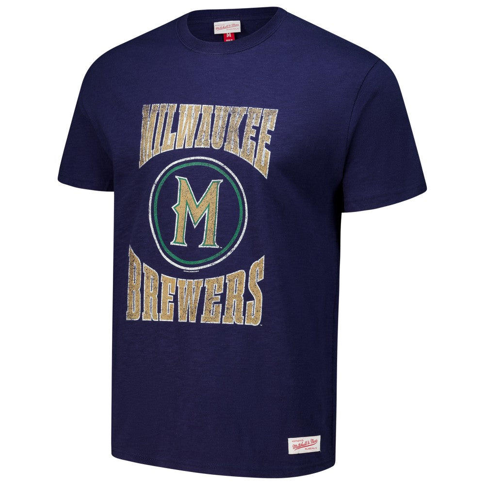 Milwaukee Brewers Mitchell & Ness Arched Logo Slub T-Shirt | MLB Outlet