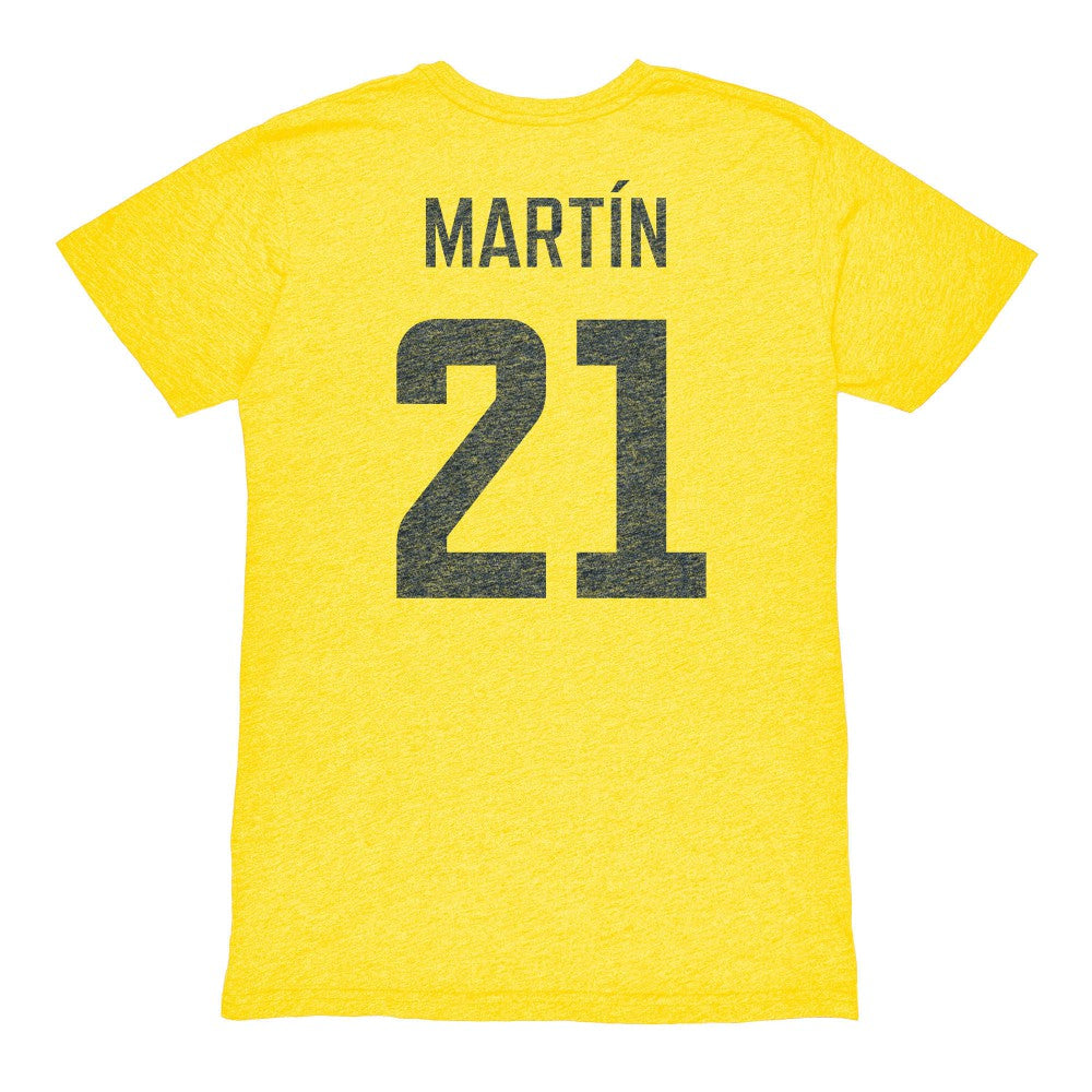 Henry Martin Club America 1863FC Vintage Player Name & Number Tri-blend T-Shirt Yellow