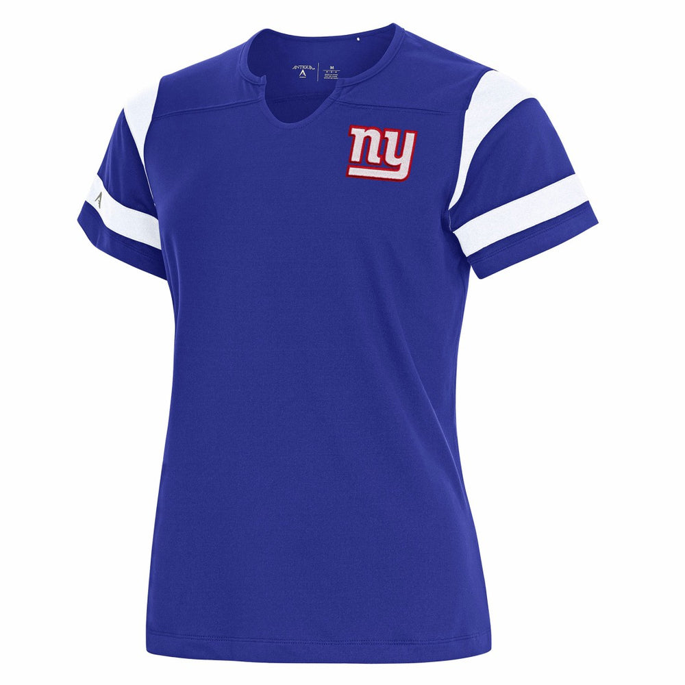 New York Giants  Antigua Women's Encounter Short Sleeve Notch Neck Top