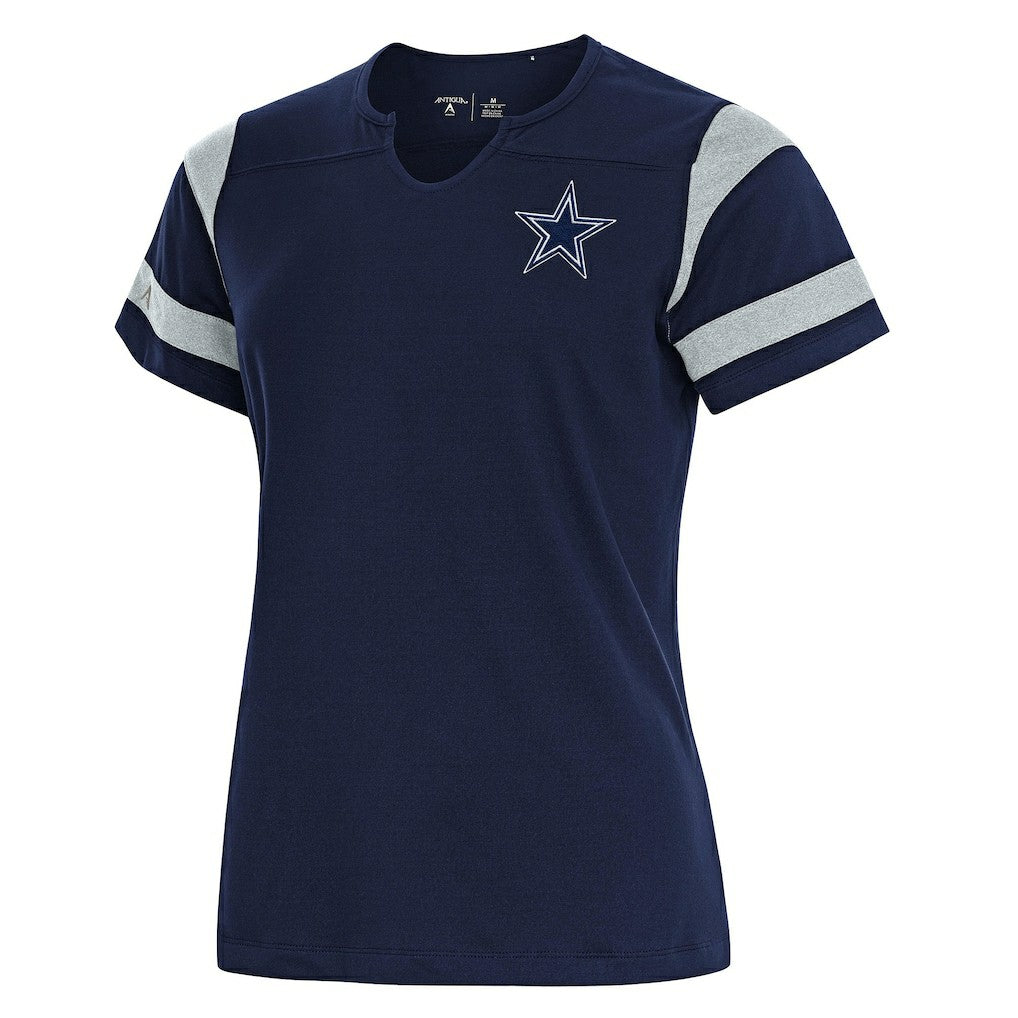 Dallas Cowboys  Antigua Women's Encounter Short Sleeve Notch Neck Top