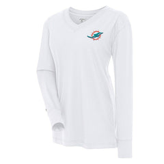Miami Dolphins  Antigua Women's Symbolic Long Sleeve V-Neck Top