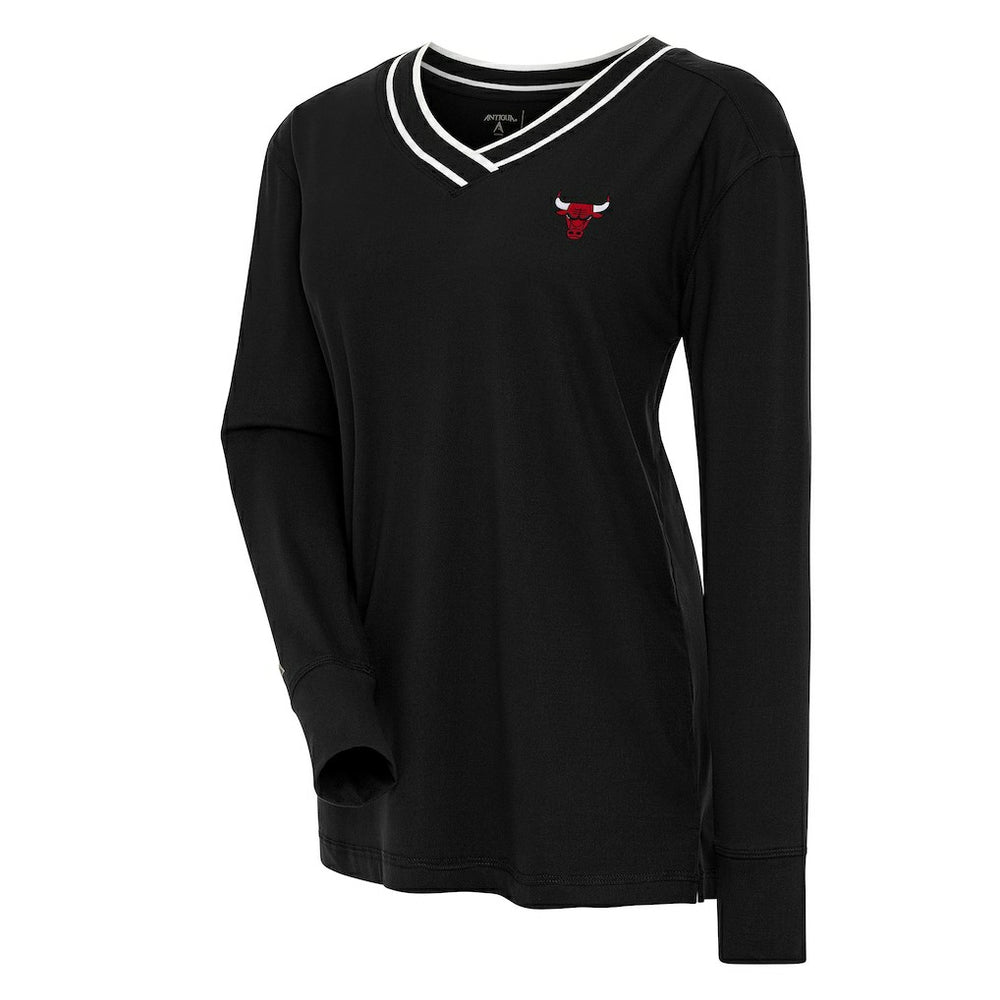 Chicago Bulls Antigua Women's Symbolic Long Sleeve V-Neck Top sale On Sale