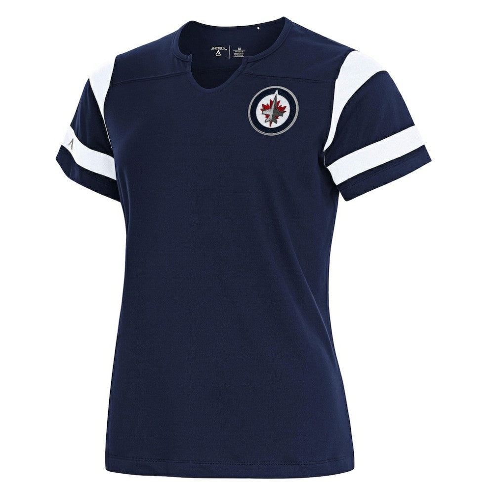 Winnipeg Jets Antigua Women's Encounter Short Sleeve Notch Neck Top Discount