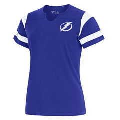 Tampa Bay Lightning Antigua Women's Encounter Short Sleeve Notch Neck Top Discount