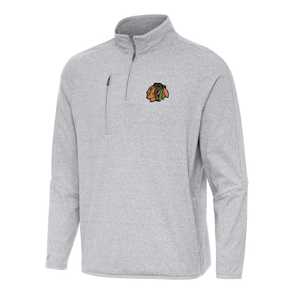 Chicago Blackhawks Antigua Certain Quarter-Zip Tri-Blend Sweatshirt Outlet