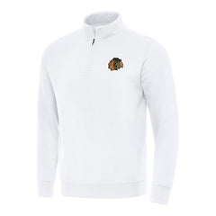 Chicago Blackhawks Antigua Victory Quarter-Zip Mock Sweatshirt For Sale