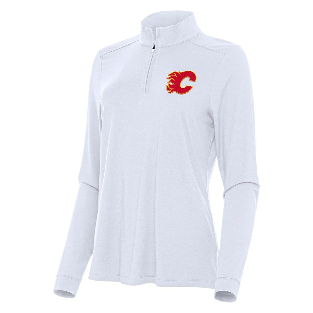 Calgary Flames Antigua Women's Intent Quarter-Zip Top For Sale