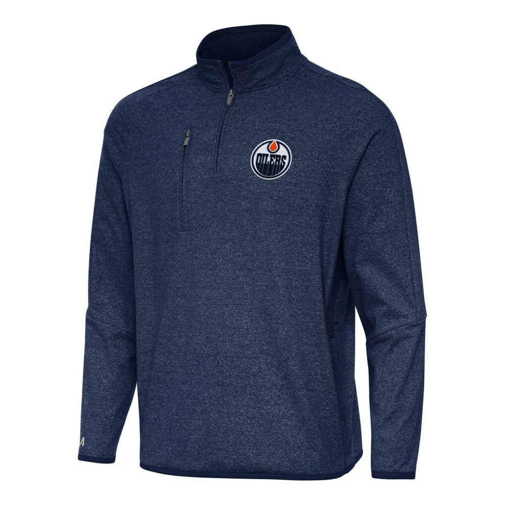 Edmonton Oilers Antigua Certain Quarter-Zip Tri-Blend Sweatshirt Online