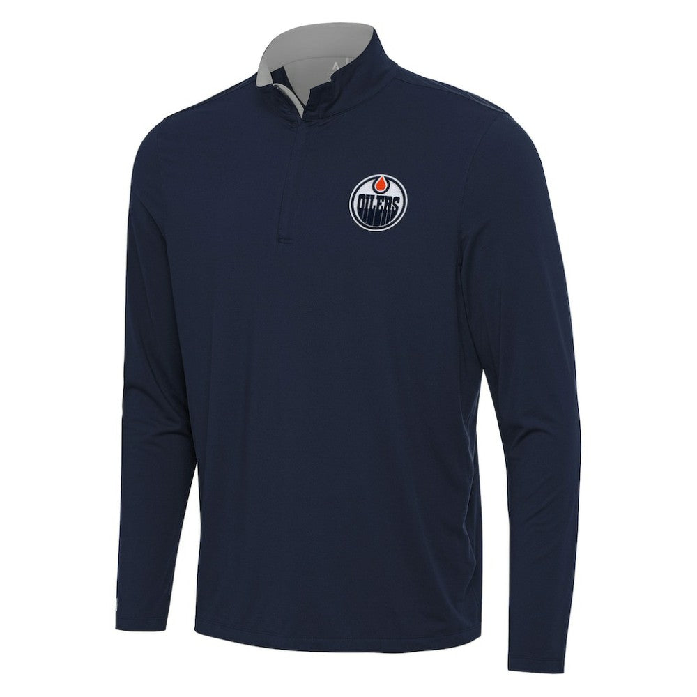 Edmonton Oilers Antigua Content Quarter-Zip Pullover Top On Sale