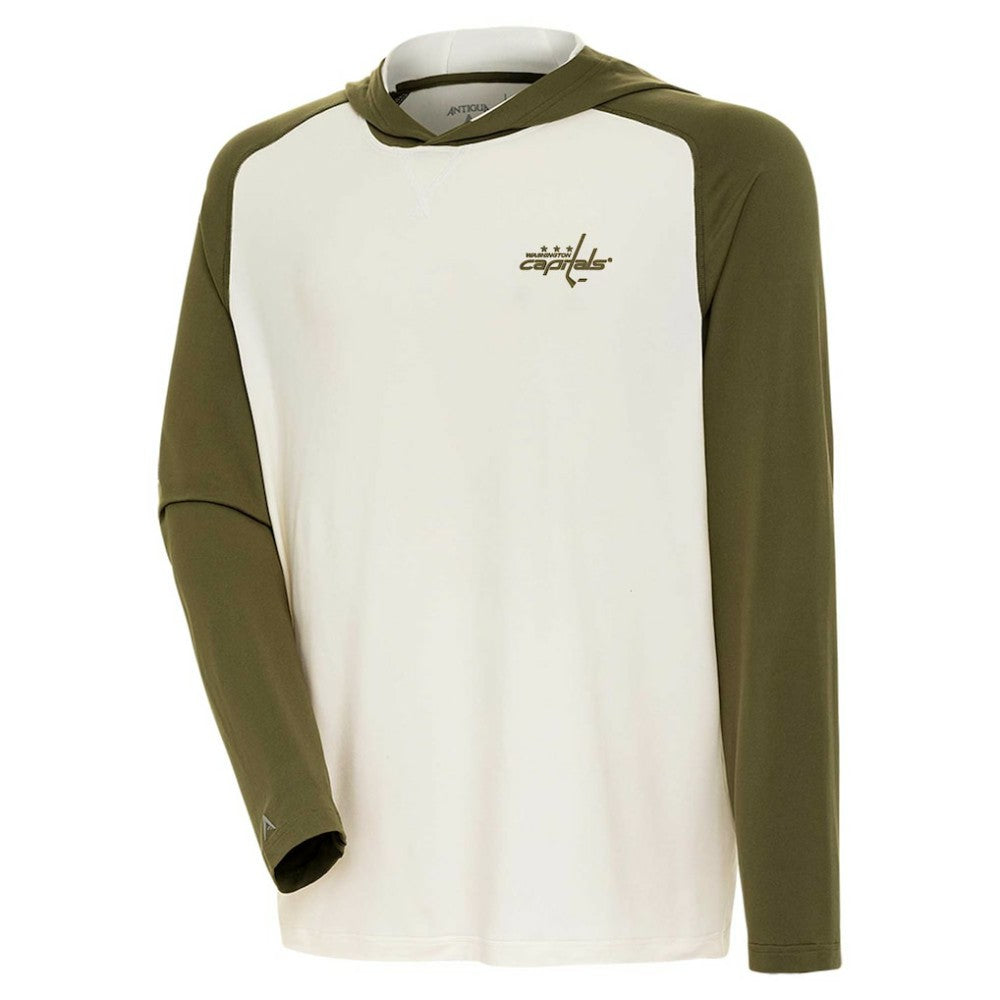 Washington Capitals Antigua Intrepid Sand Raglan Long Sleeve Hoodie T-Shirt On Sale