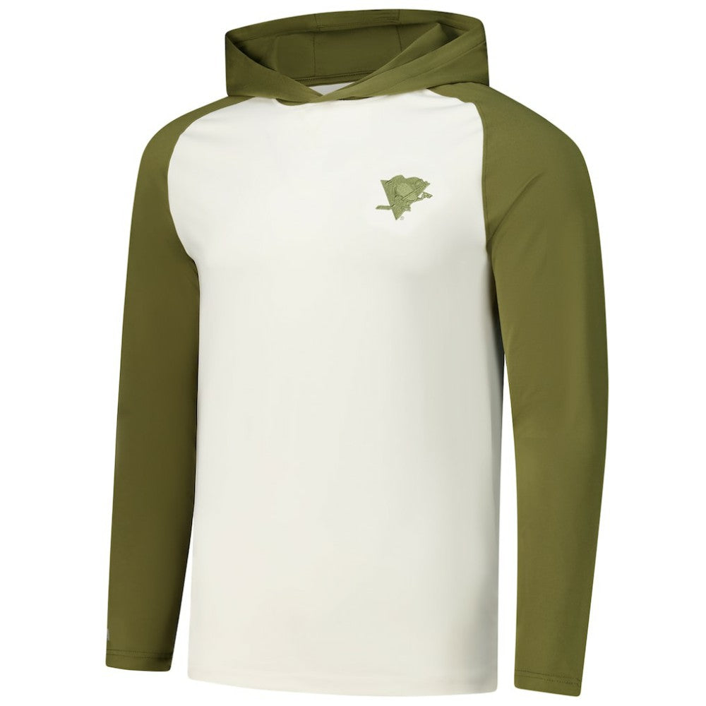 Pittsburgh Penguins Antigua Intrepid Sand Raglan Long Sleeve Hoodie T-Shirt Discount