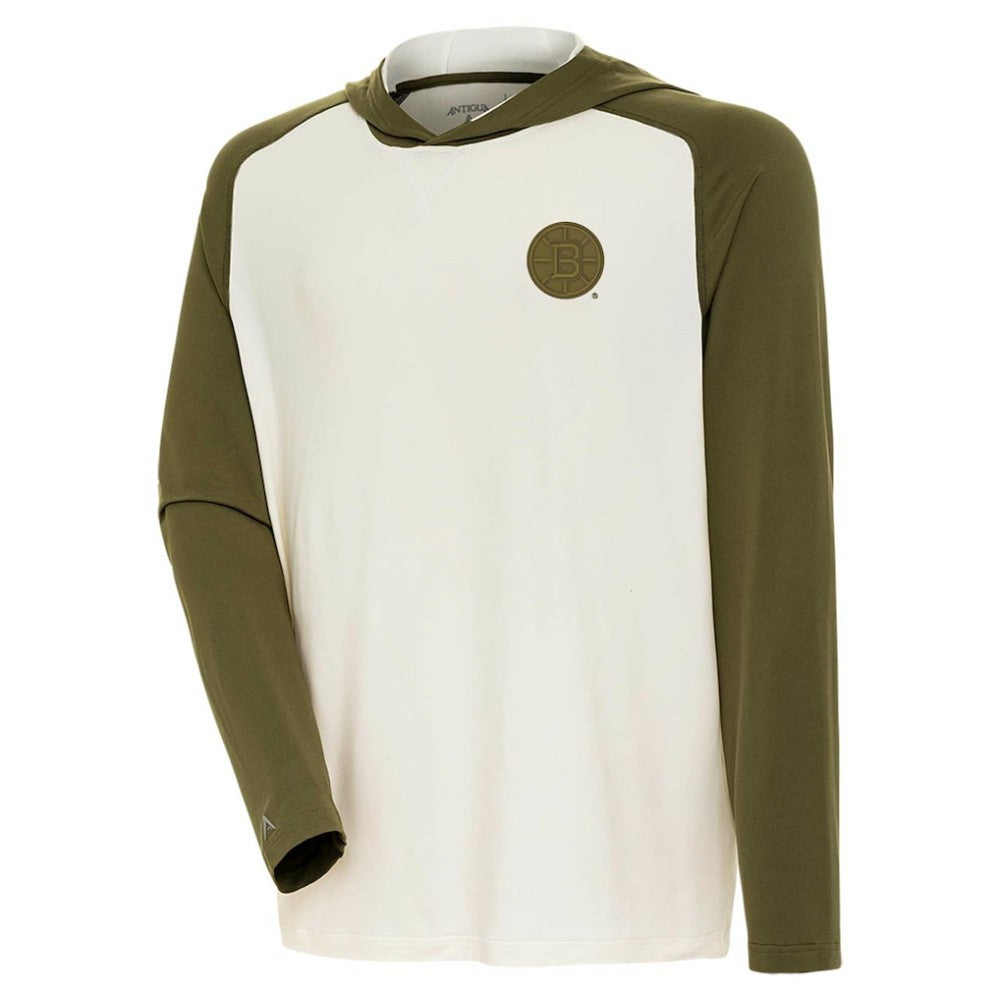 Boston Bruins Antigua Intrepid Sand Raglan Long Sleeve Hoodie T-Shirt Outlet