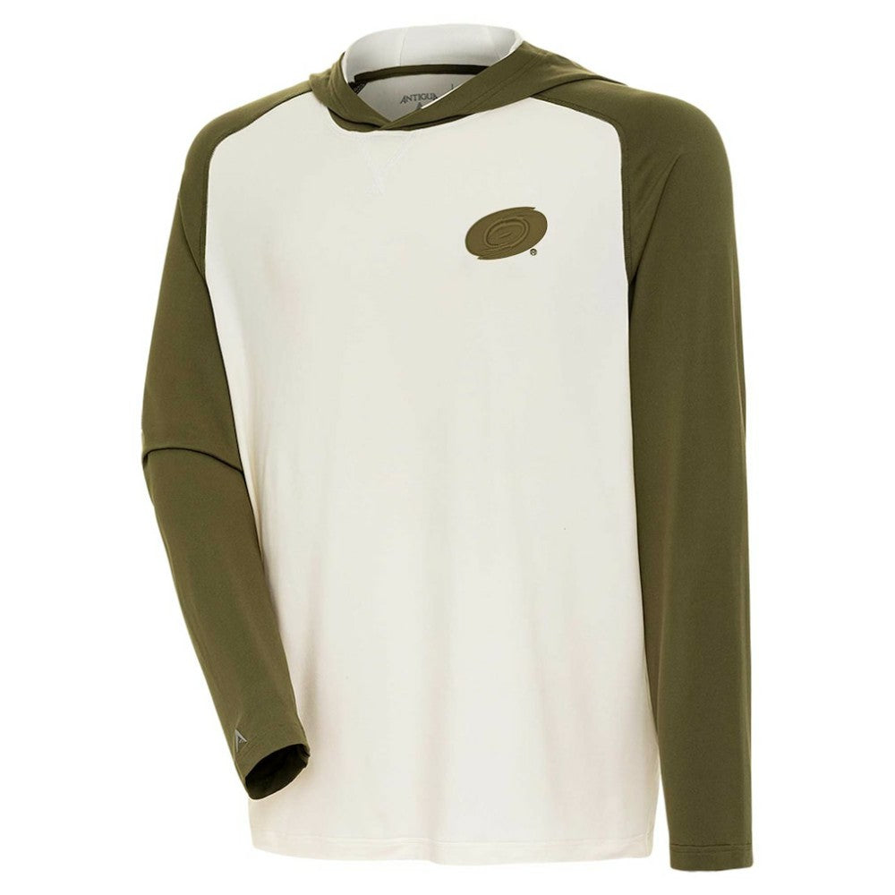 Carolina Hurricanes Antigua Intrepid Sand Raglan Long Sleeve Hoodie T-Shirt Outlet