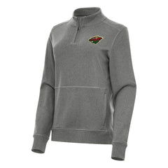Minnesota Wild Antigua Women's Crush Quarter-Zip Fleece Sweatshirt For Sale