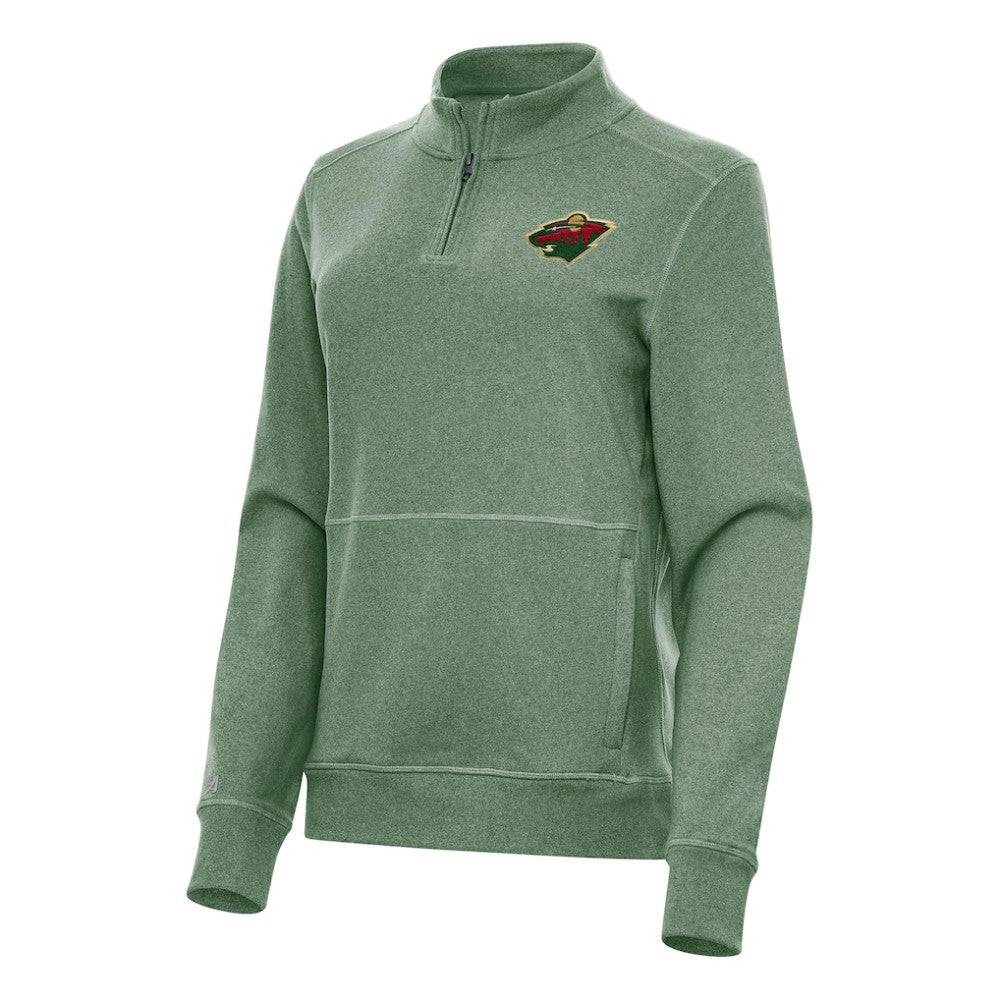 Minnesota Wild Antigua Women's Crush Quarter-Zip Fleece Sweatshirt For Sale
