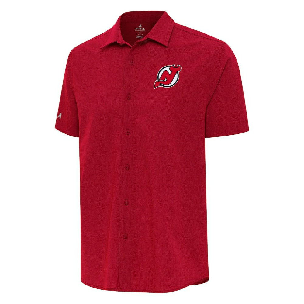 New Jersey Devils Antigua Activate Woven Short Sleeve Button-Up Shirt Discount