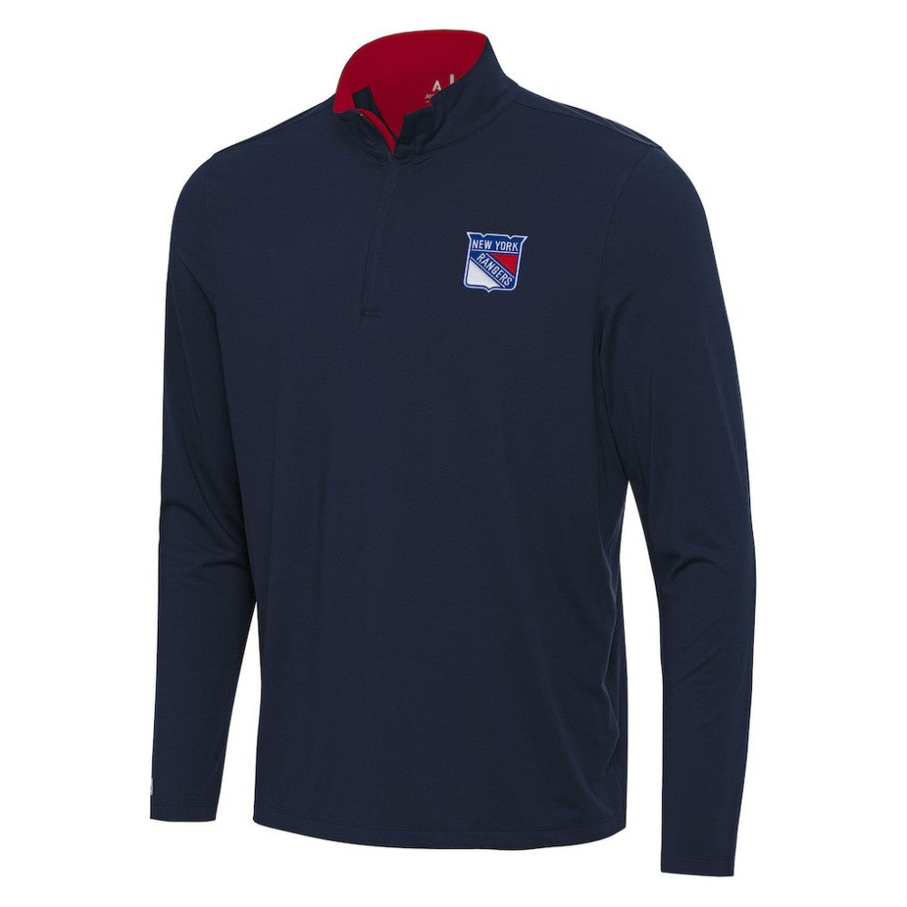 New York Rangers Antigua Content Quarter-Zip Pullover Top For Sale