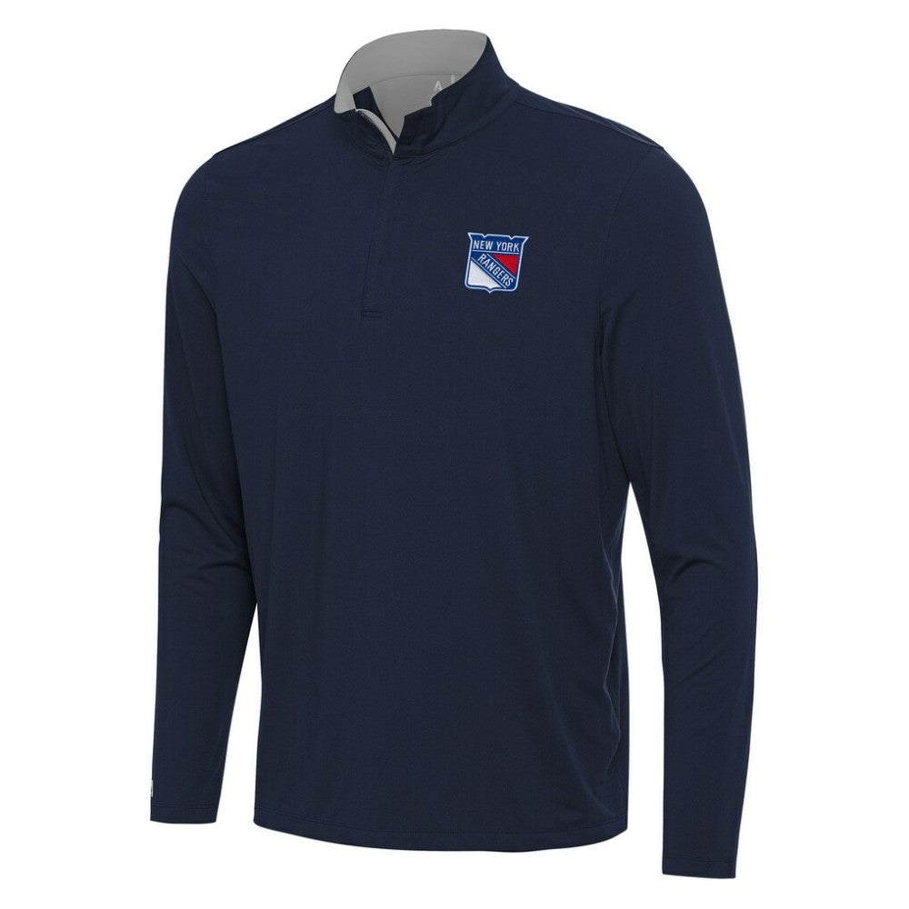 New York Rangers Antigua Content Quarter-Zip Pullover Top On Sale
