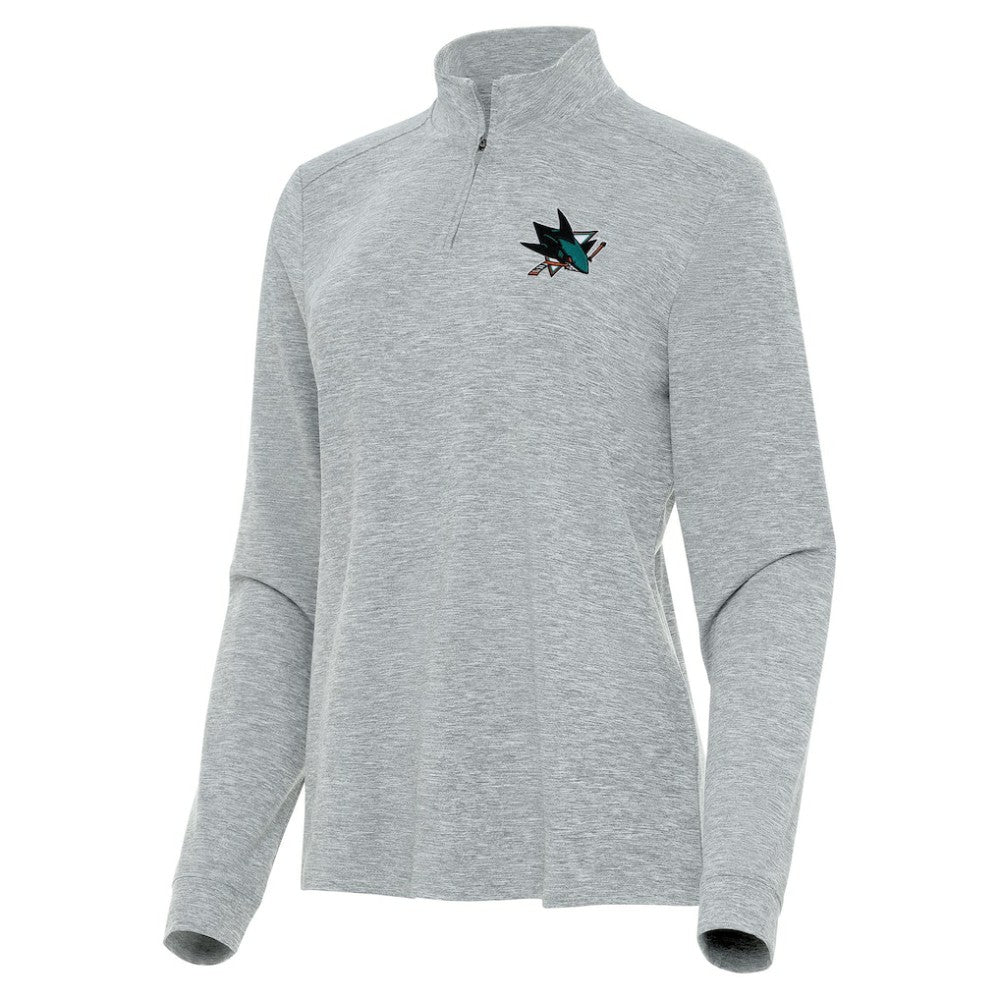 San Jose Sharks Antigua Women's Mentor Quarter-Zip Mock Long Sleeve Top For Sale