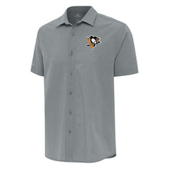 Pittsburgh Penguins Antigua Activate Woven Short Sleeve Button-Up Shirt Outlet