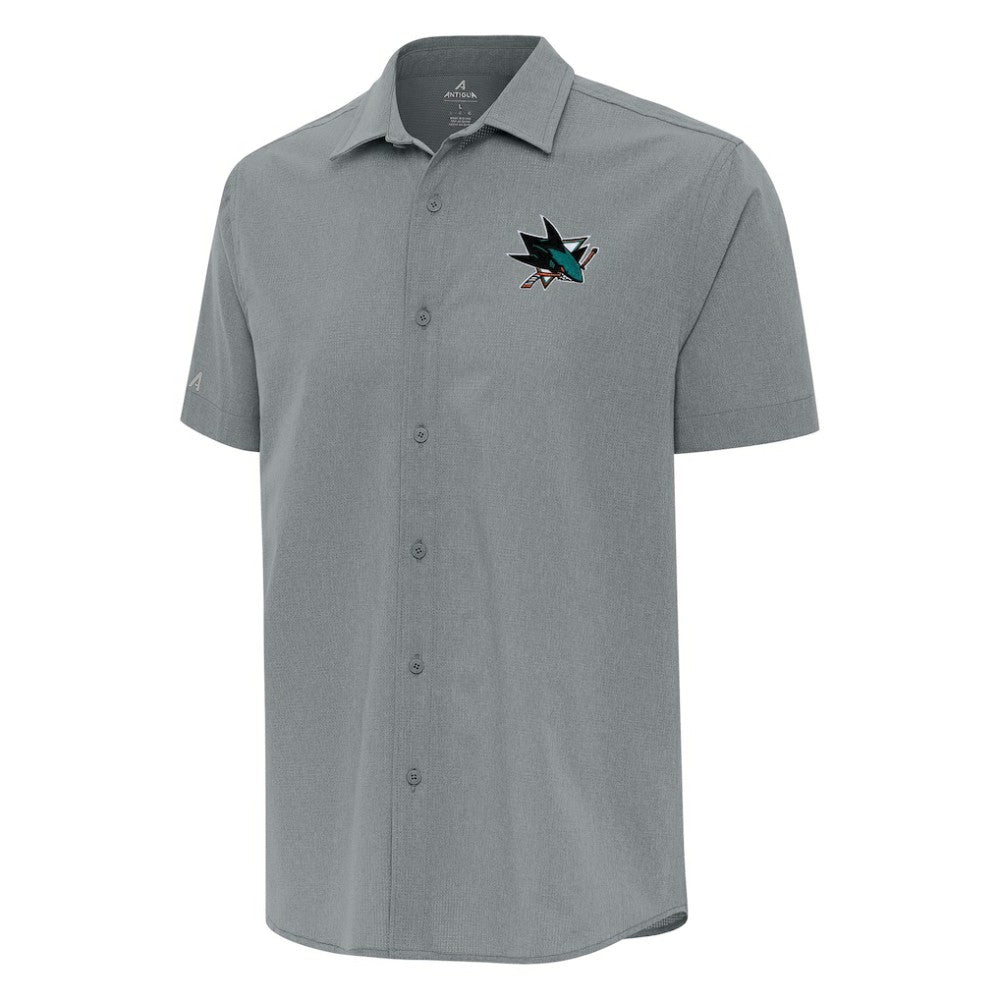 San Jose Sharks Antigua Activate Woven Short Sleeve Button-Up Shirt On Sale