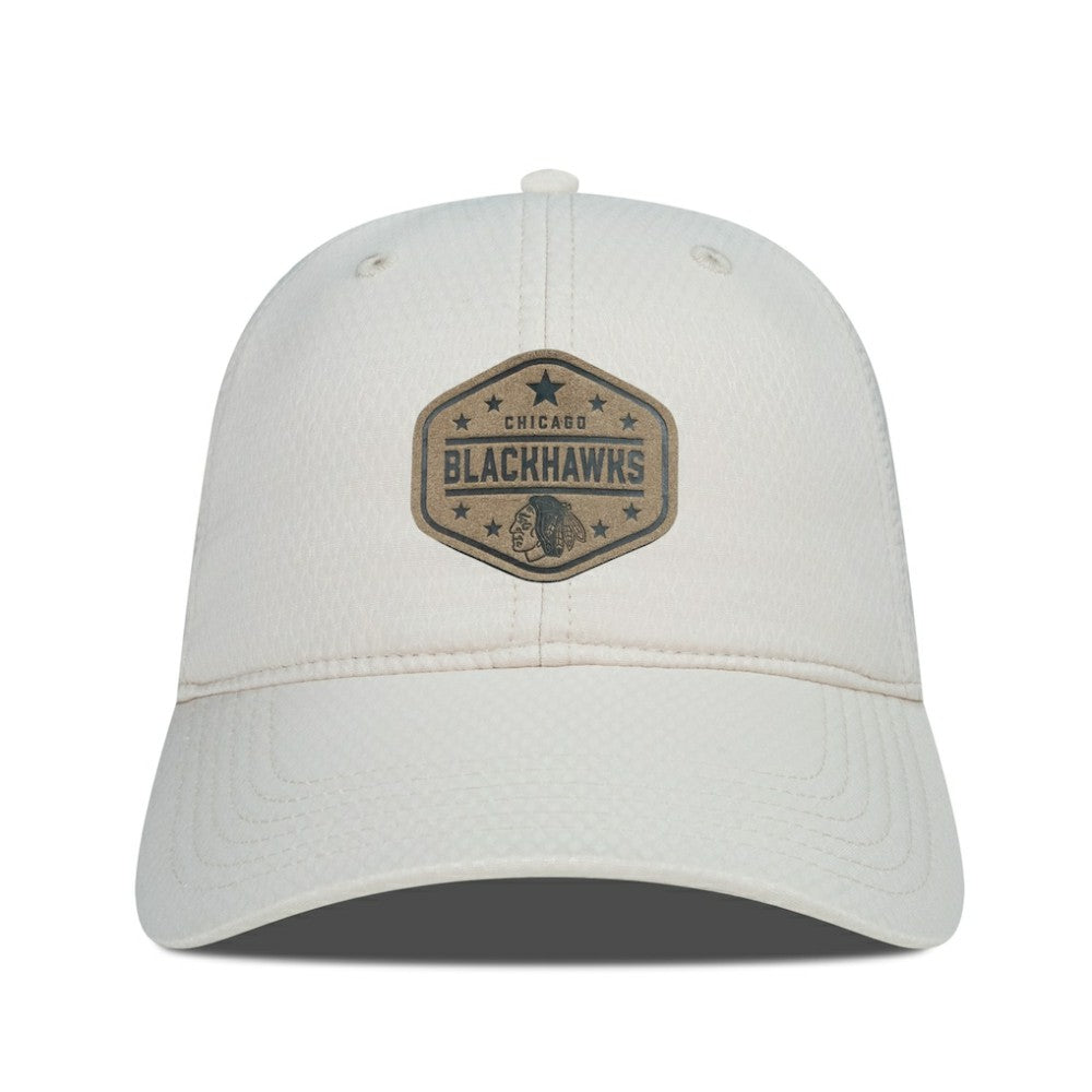 Chicago Blackhawks Men's Levelwear Faux Leather Patch Unstructured Adjustable Hat Discount