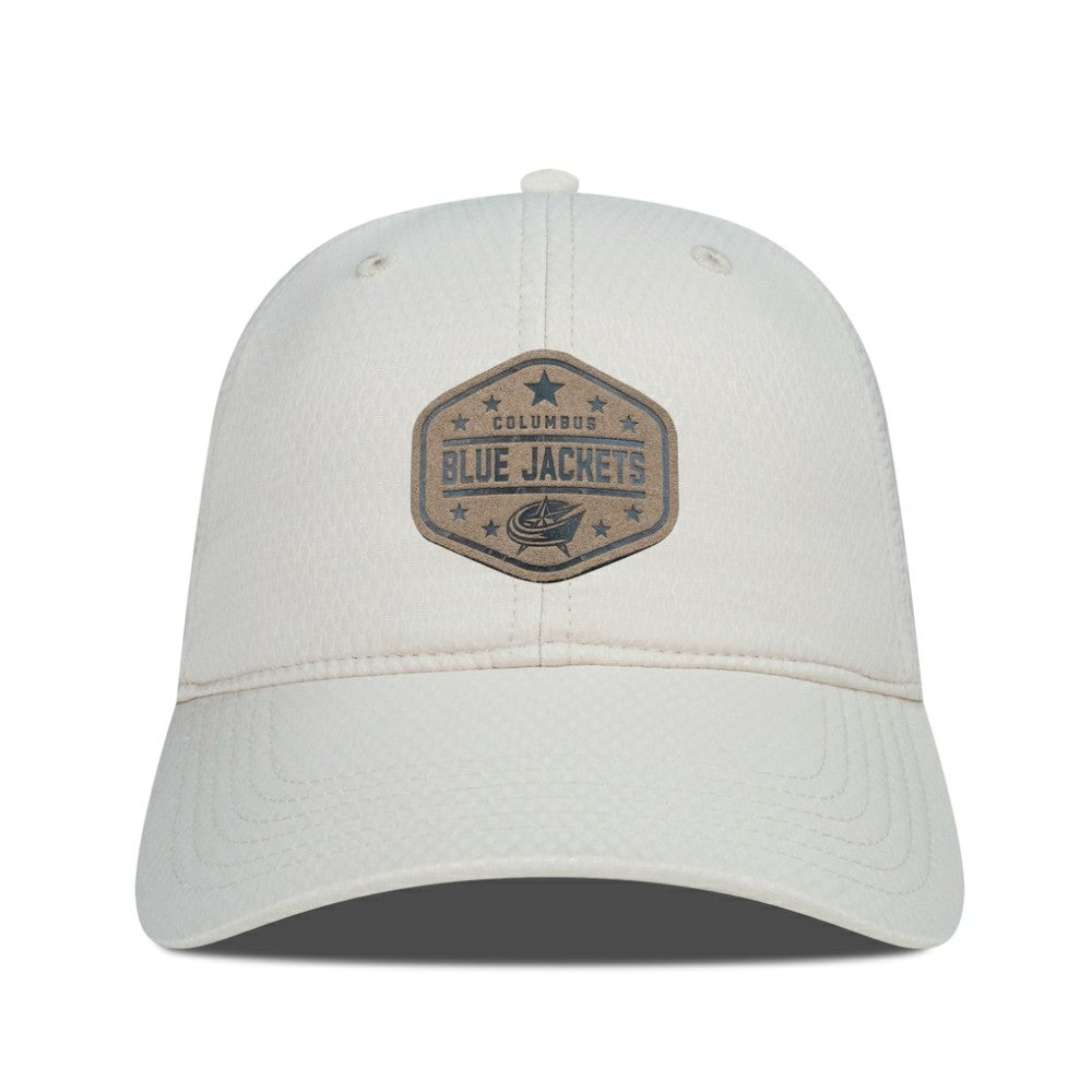 Columbus Blue Jackets Men's Levelwear Faux Leather Patch Unstructured Adjustable Hat For Sale