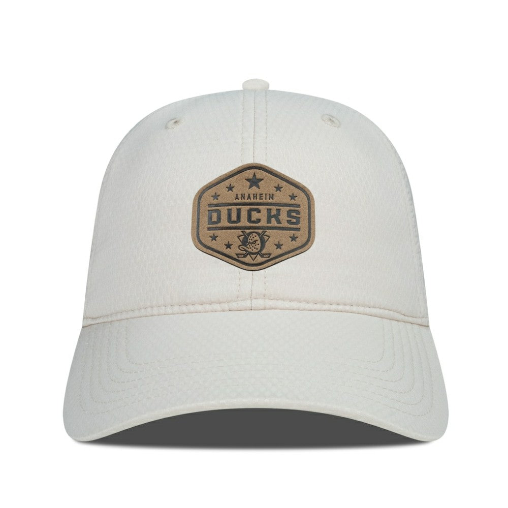 Anaheim Ducks Men's Levelwear Faux Leather Patch Unstructured Adjustable Hat Outlet