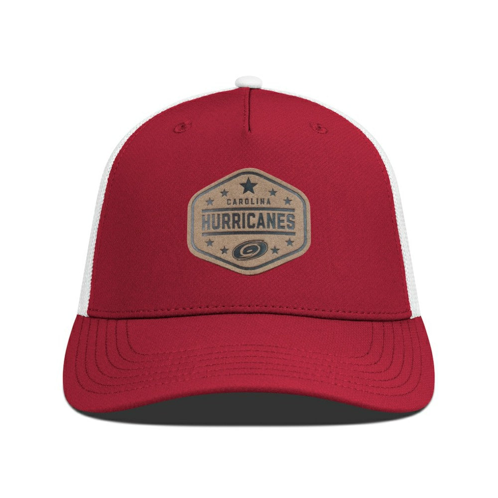 Carolina Hurricanes Men's Levelwear Faux Leather Patch Structured Adjustable Hat For Sale