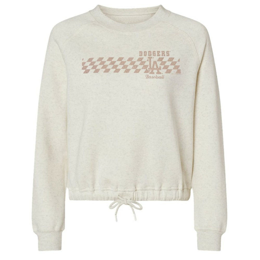 Los Angeles Dodgers Soft as a Grape Women's Tonal Checkered Sweatshirt | MLB New