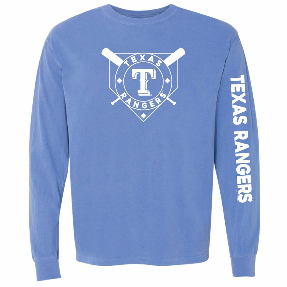 Texas Rangers Soft as a Grape Women's Pigment Dye Long Sleeve T-Shirt | MLB Discount