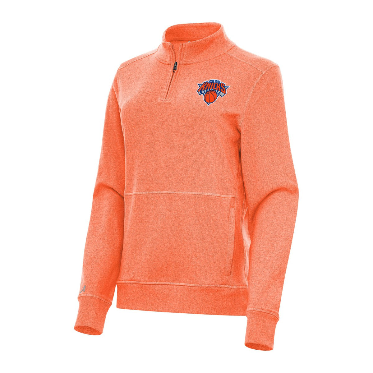 New York Knicks Antigua Women's Crush Quarter-Zip Fleece Sweatshirt For Sale