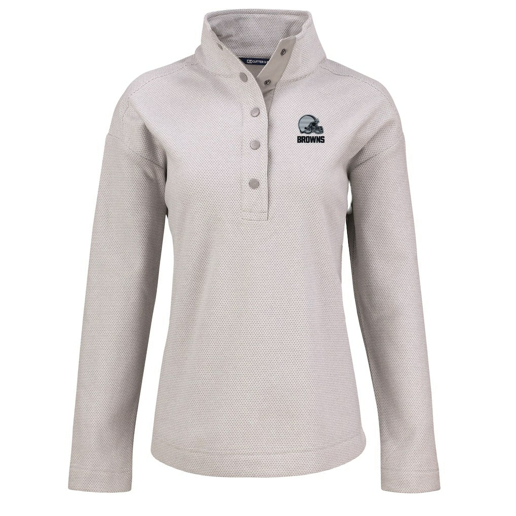 Cleveland Browns  Cutter & Buck Women's Hunts Point Eco Textured Fleece Recycled Quarter-Snap Pullover