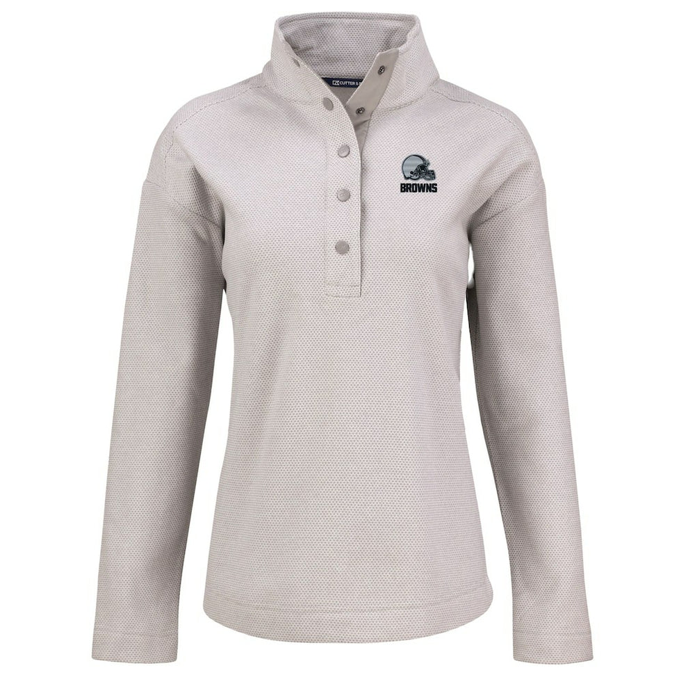 Cleveland Browns  Cutter & Buck Women's Hunts Point Eco Textured Fleece Recycled Quarter-Snap Pullover