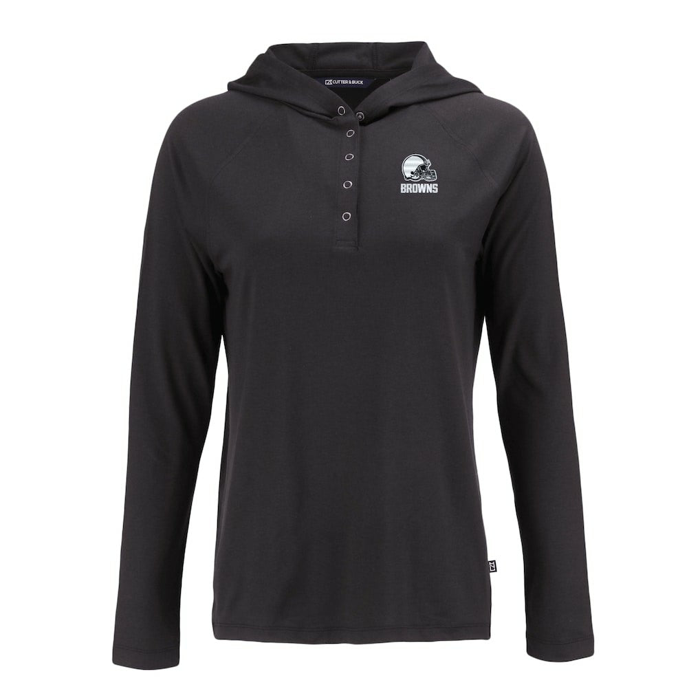 Cleveland Browns  Cutter & Buck Women's Coastline Epic Comfort Eco Recycled Quarter-Snap Long Sleeve Hoodie T-Shirt