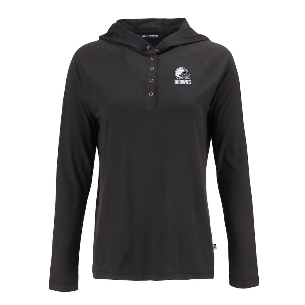 Cleveland Browns  Cutter & Buck Women's Coastline Epic Comfort Eco Recycled Quarter-Snap Long Sleeve Hoodie T-Shirt