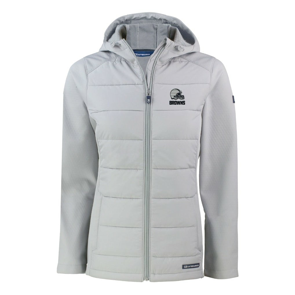 Cleveland Browns  Cutter & Buck Women's Evoke Hybrid Eco Softshell Recycled Full-Zip Hooded Jacket