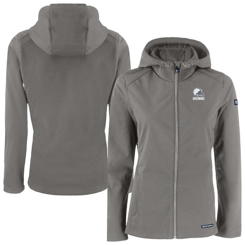 Cleveland Browns  Cutter & Buck Women's Evoke Eco Softshell Recycled Full-Zip Hoodie Jacket