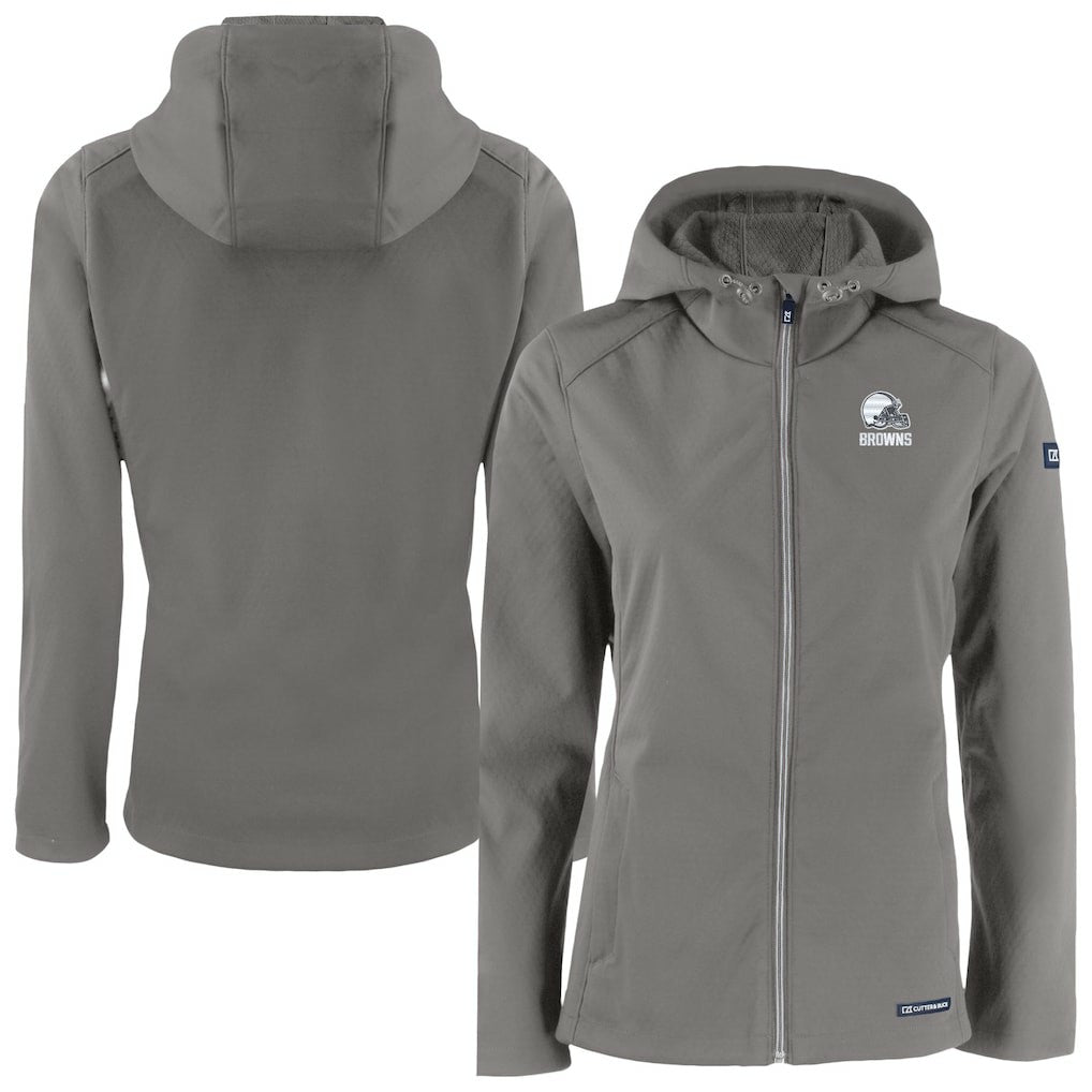 Cleveland Browns  Cutter & Buck Women's Evoke Eco Softshell Recycled Full-Zip Hoodie Jacket